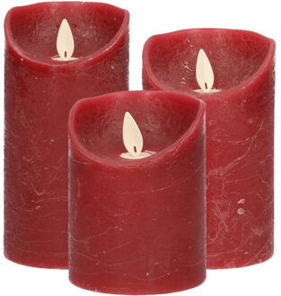 Anna's Collection Set van 3x stuks Bordeaux rood LED kaarsen met bewegende vlam