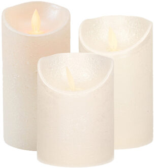 Anna's Collection Set van 3x stuks Creme Parel Led kaarsen met bewegende vlam
