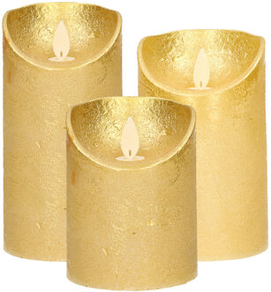 Anna's Collection Set van 3x stuks Gouden Led kaarsen met bewegende vlam