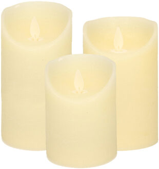 Anna's Collection Set van 3x stuks Ivoor Witte Led kaarsen met bewegende vlam