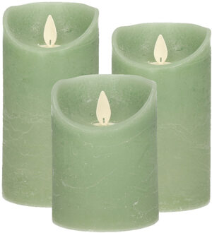 Anna's Collection Set van 3x stuks Jade Groen LED kaarsen met bewegende vlam