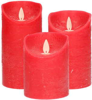 Anna's Collection Set van 3x stuks Rode Led kaarsen met bewegende vlam