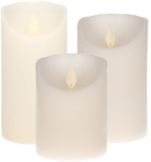 Anna's Collection Set van 3x stuks Sneeuw Witte Led kaarsen met bewegende vlam