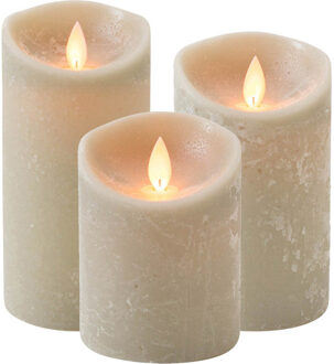 Anna's Collection Set van 3x stuks Taupe Led kaarsen met bewegende vlam