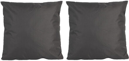 Anna's Collection Set van 4x stuks bank/Sier kussens voor binnen en buiten in de kleur antraciet grijs 45 x 45 cm Tuin