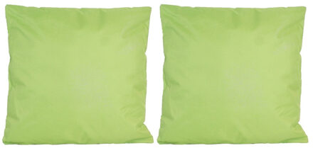 Anna's Collection Set van 4x stuks bank/Sier kussens voor binnen en buiten in de kleur groen 45 x 45 cm Tuinkussens vo