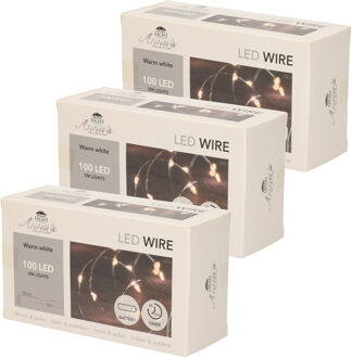 Anna's Collection Set van 4x stuks draadverlichting lichtsnoer met 100 lampjes warm wit op batterij 500 cm