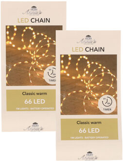 Anna's Collection Set van 6x stuks 6x Draadverlichting koper met timer 66 classic warm witte led op batterij