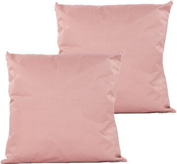 Anna's Collection Sierkussen voor binnen en buiten - 2x - oud roze - 45 x 45 cm - tuinkussen
