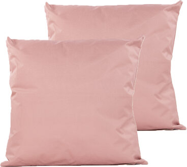 Anna's Collection Sierkussen voor binnen en buiten - 2x - oud roze - 60 x 60 cm - tuinkussen