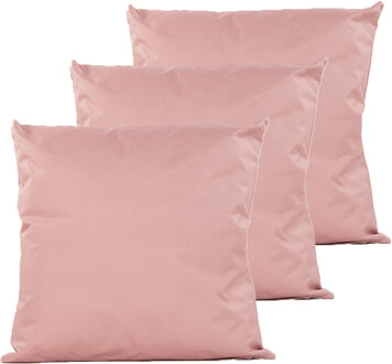 Anna's Collection Sierkussen voor binnen en buiten - 3x - oud roze - 60 x 60 cm - tuinkussen