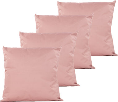 Anna's Collection Sierkussen voor binnen en buiten - 4x - oud roze - 45 x 45 cm - tuinkussen