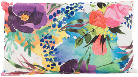 Anna's Collection Sierkussen voor binnen en buiten - bloemen - paars - 30 x 50 cm - tuinkussen - Sierkussens