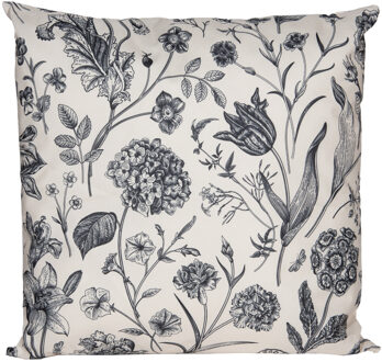 Anna's Collection Sierkussen voor binnen en buiten - vintage flowers - creme wit - 45 x 45 cm - tuinkussen