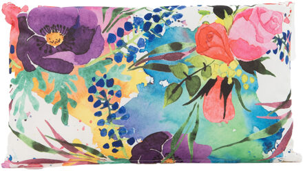 Anna's Collection Sierkussen voor binnen en buiten - watercolor bloemen - paars - 30 x 50 cm - tuinkussen