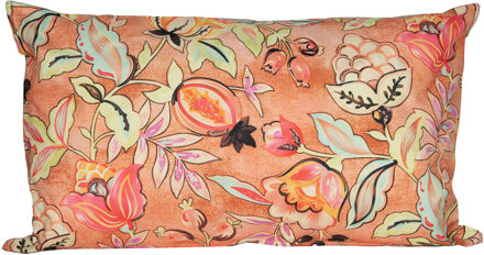 Anna's Collection Sierkussen voor binnen en buiten - wild flowers - terracotta - 30 x 50 cm - tuinkussen