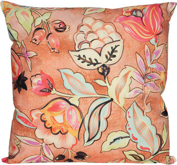 Anna's Collection Sierkussen voor binnen en buiten - wild flowers - terracotta - 45 x 45 cm - tuinkussen