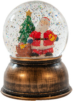 Anna's Collection Sneeuwbol/snowglobe - antiek goud - 11 x 14 cm - met LED verlichting - beeldje glitterwater bol