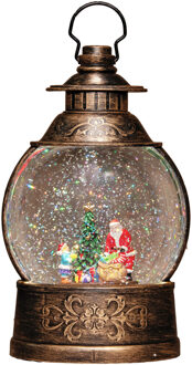 Anna's Collection Sneeuwbol/snowglobe glitter lantaarn - 27 x 16 cm - met LED verlichting warm wit