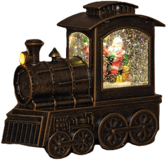 Anna's Collection Sneeuwbol/snowglobe glitter trein - 18 x 8 x 16 cm- LED verlichting - warm wit - lantaarn
