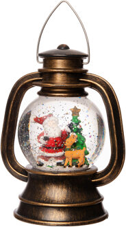 Anna's Collection sneeuwbol/snowglobe lantaarn - LED lampjes - 20 cm - Sneeuwbollen Goudkleurig