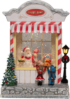 Anna's Collection Snowglobe speelgoedwinkel - met kerstman - 22 cm - sneeuwbol?lantaarn