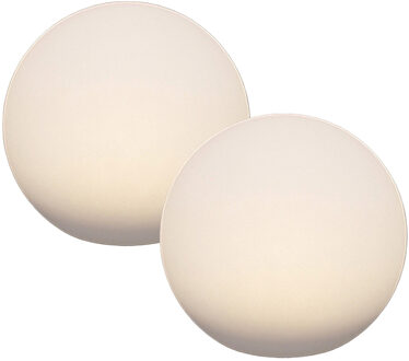 Anna's Collection Solar bol lamp - 2x - kunststof - D20 cm - warm wit - tuinverlichting