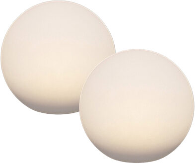 Anna's Collection Solar bol lamp - 2x - kunststof - D25 cm - warm wit - tuinverlichting