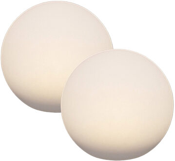 Anna's Collection Solar bol lamp - 2x - kunststof - D25 cm - warm wit - tuinverlichting