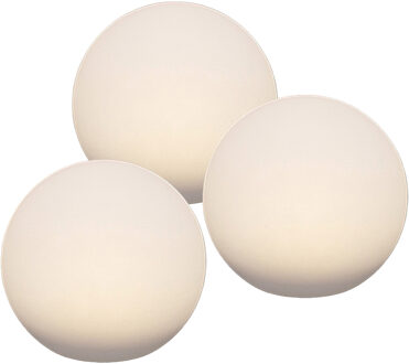 Anna's Collection Solar bol lamp - 3x - kunststof - D20 cm - warm wit - tuinverlichting