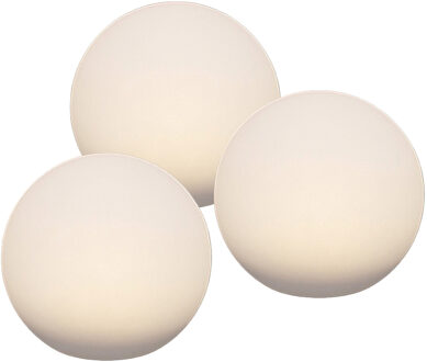Anna's Collection Solar bol lamp - 3x - kunststof - D25 cm - warm wit - tuinverlichting