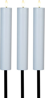 Anna's Collection Solar kaars fakkel - 3x - wit - tuinsteker - H76 cm - 3D lont - timer functie - tuinlamp