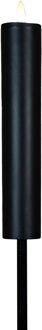 Anna's Collection Solar kaars fakkel - zwart - tuinsteker - H76 cm - 3D lont - timer functie - tuinlamp