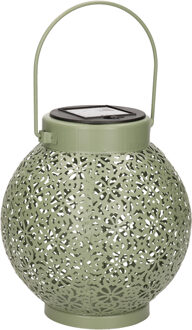 Anna's Collection solar lantaarn - groen - metaal - D15 x H16 cm - voor buiten