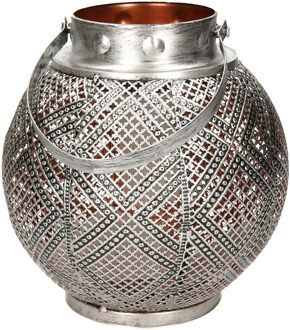 Anna's Collection Solar lantaarn met vlam effect - metaal - 22x25cm