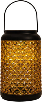 Anna's Collection Solar lantaarn - voor buiten - D12,5 x H20 cm - amber glas - tafellamp