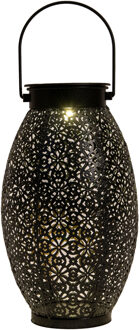 Anna's Collection Solar lantaarn - voor buiten - D13 x H24 cm - zwart - metaal - tafellamp