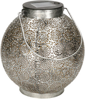 Anna's Collection Solar lantaarn - zilver - metaal - 18 x 19 cm