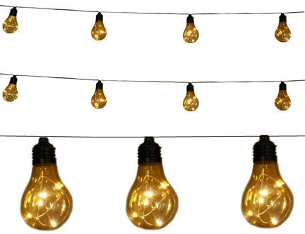 Anna's Collection Solar lichtsnoer - 2x - feestverlichting - 10 LED bolletjes - 450 cm - warm wit - zonne-energie