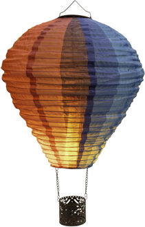 Anna's Collection Solar luchtballon lampion - gekleurd - 20 led lampjes - vlam effect - 20 x 42 cm - zonne-energie