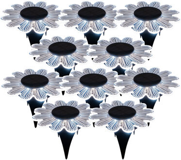 Anna's Collection Solar prikspot bloem - 10x - 15 cm - kunststof - grondspot - tuinverlichting grondpin - steker