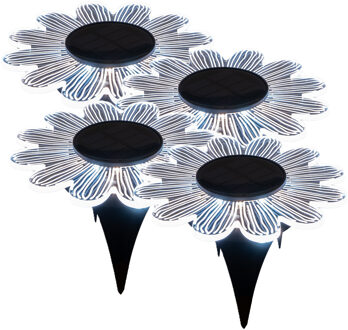 Anna's Collection Solar prikspot bloem - 4x - 15 cm - kunststof - grondspot - tuinverlichting grondpin - steker