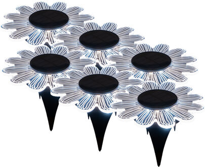 Anna's Collection Solar prikspot bloem - 6x - 15 cm - kunststof - grondspot - tuinverlichting grondpin - steker