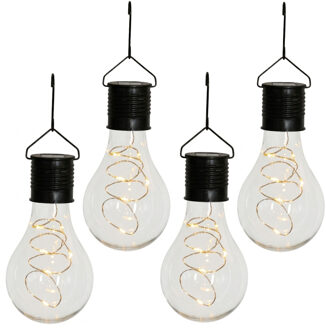 Anna's Collection Solar sfeer hanglamp - 20x - tuin - lampenbol - zwart - glas - 15 cm