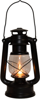 Anna's Collection Solar stormlantaarn - zwart - 15 x 25 cm - metaal - vlameffect - stormlamp - tuinverlichting