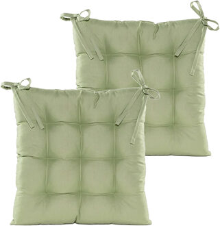 Anna's collection Stoelkussen gewatteerd - 2x - mint groen - 38 x 38 cm - tuinstoelkussens