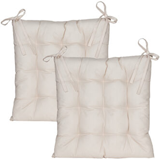 Anna's Collection Stoelkussen gewatteerd - 2x - zand/beige - 38 x 38 cm - binnen/buiten