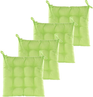 Anna's Collection Stoelkussen gewatteerd - 4x - groen - 38 x 38 cm - binnen/buiten