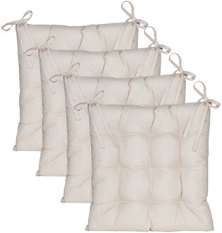 Anna's Collection Stoelkussen gewatteerd - 4x - zand/beige - 38 x 38 cm - binnen/buiten