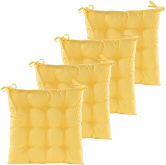 Anna's Collection Stoelkussen gewatteerd - 6x - geel - 38 x 38 cm - binnen/buiten